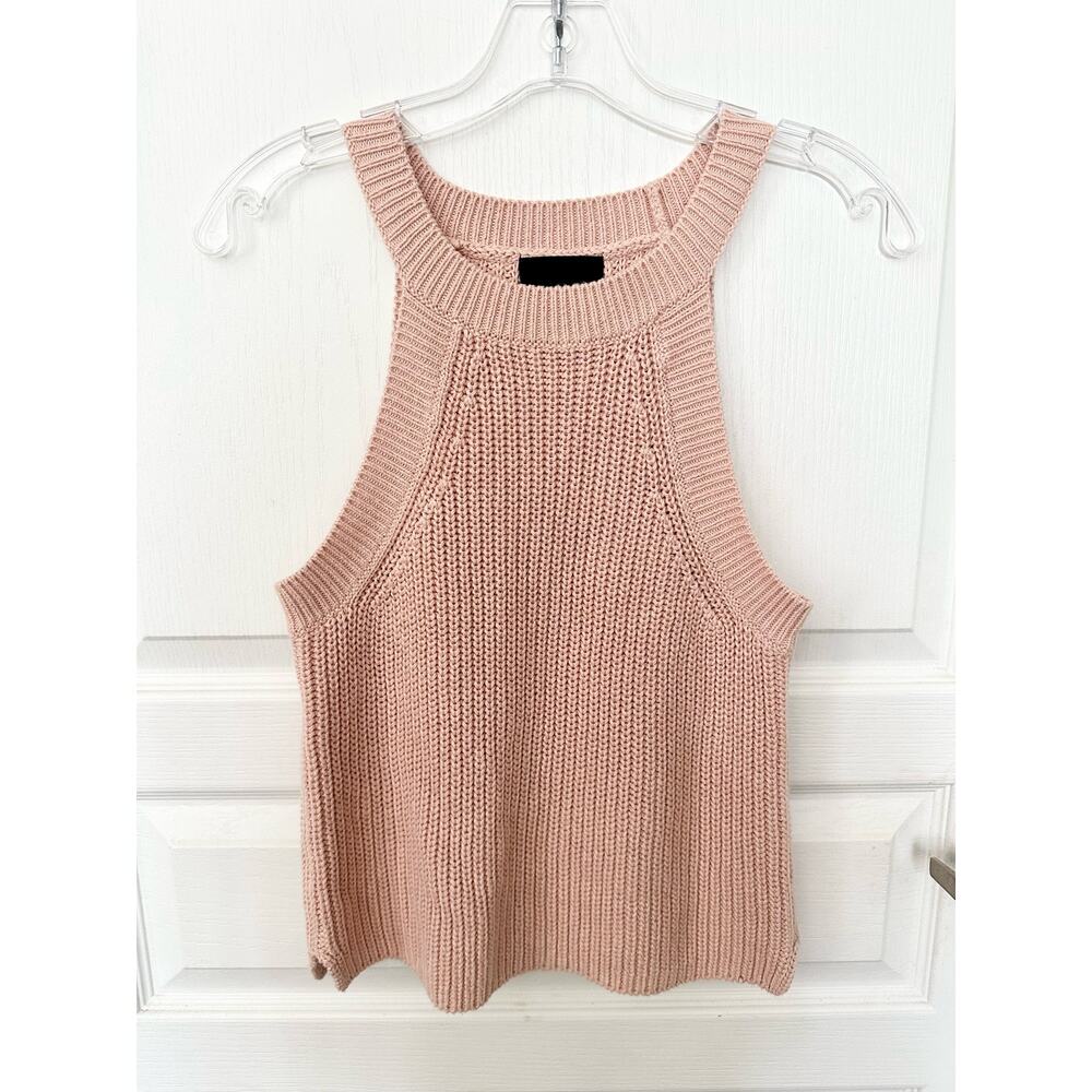 Intermix Rivington High Neck Knit Cami Halter Sweater Tank Blush Small - Picture 9 of 11